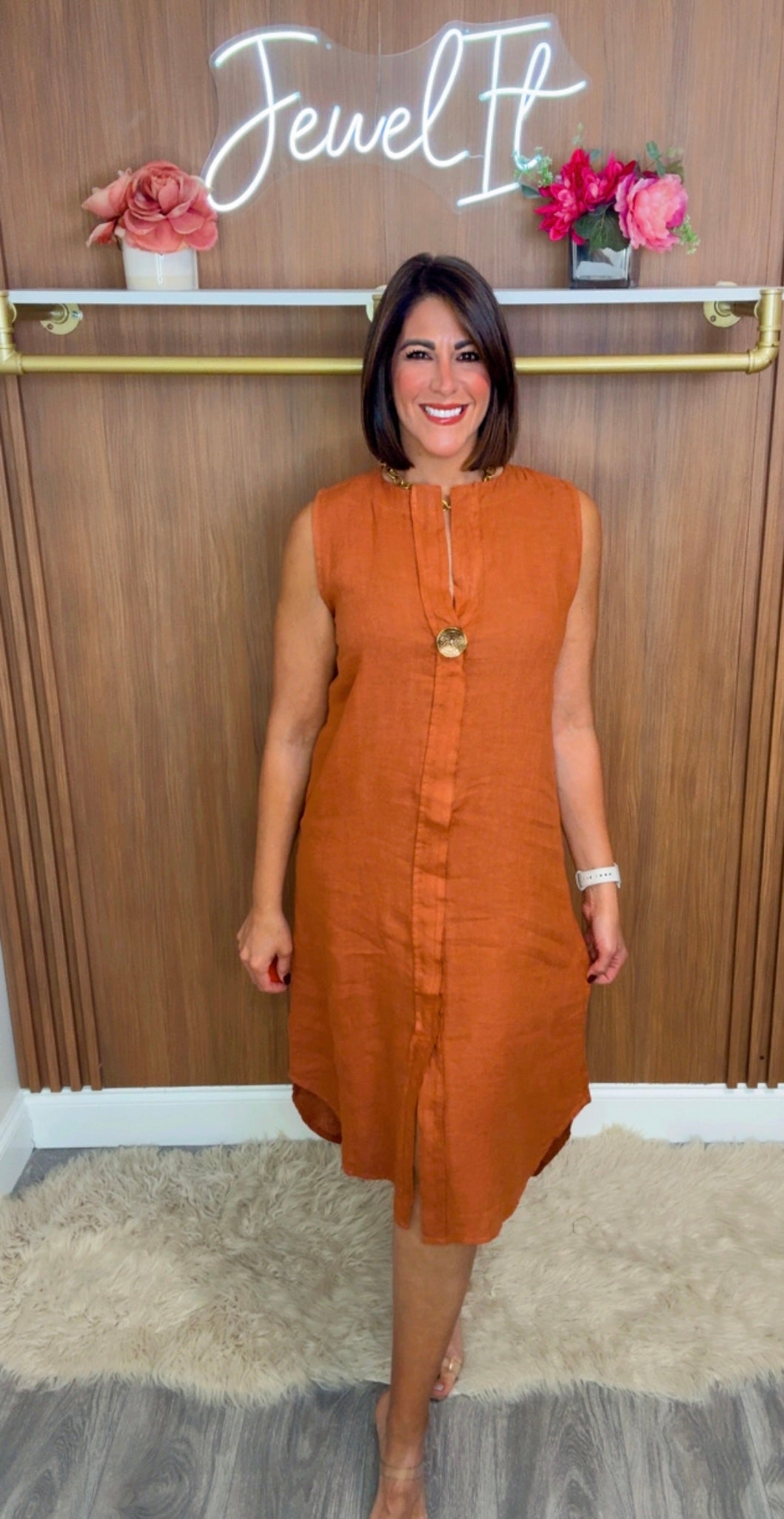 Italian Linen Button Dress