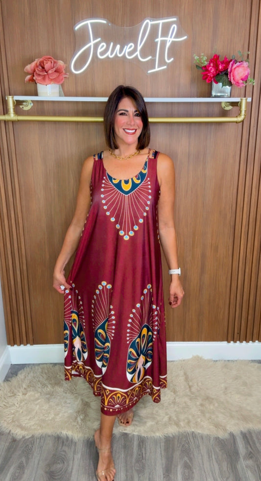 Italian Stamped Sleeveless Midi