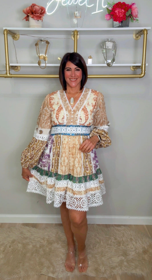 Italian Lace Hem Short Dress