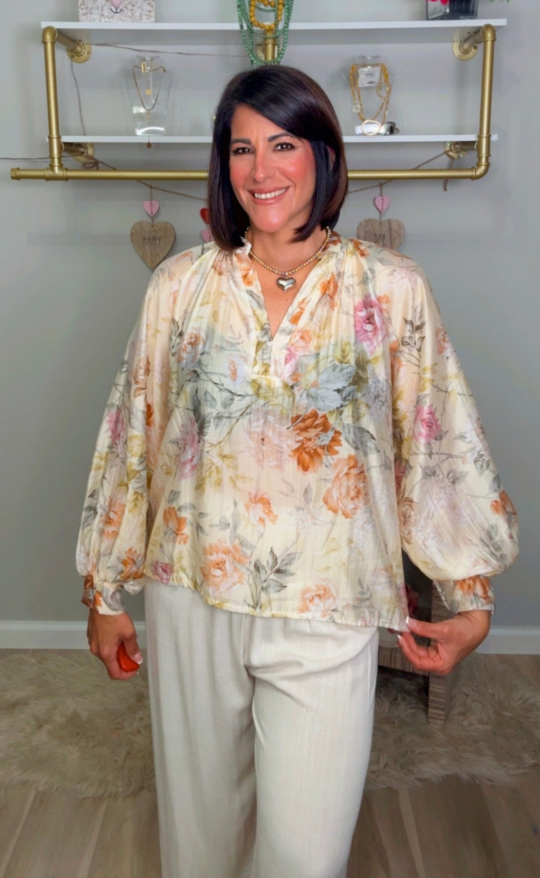 Italian Stamped Tencel Blouse