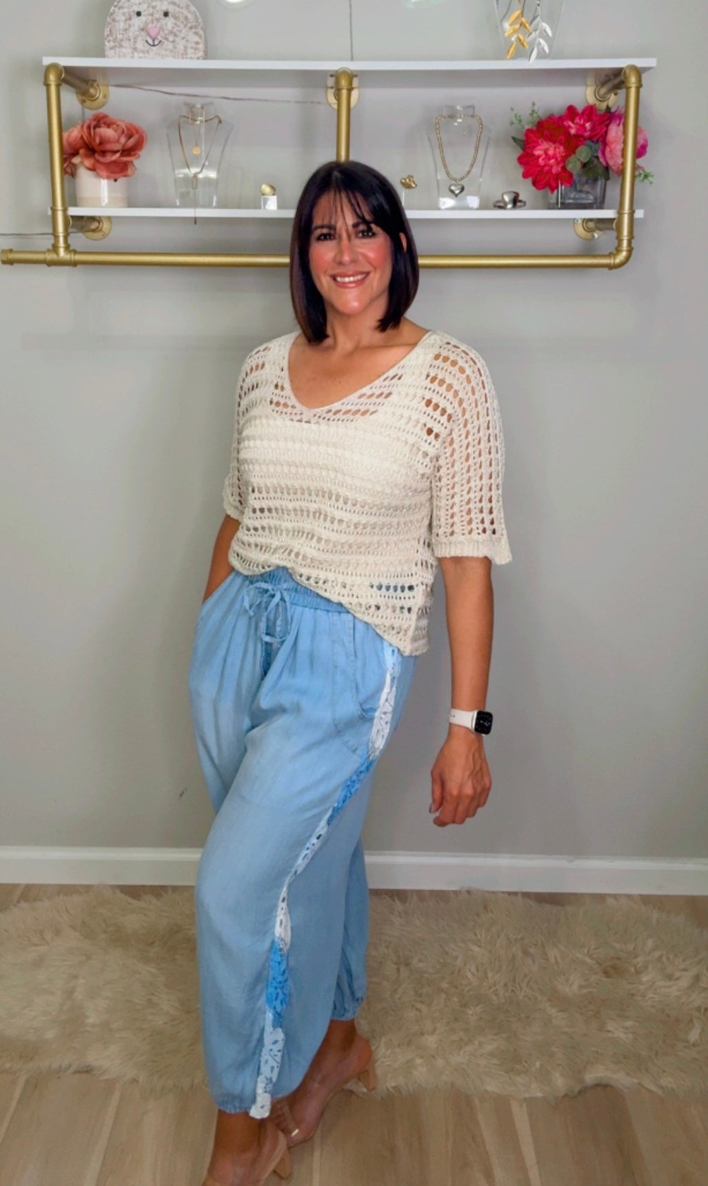 Italian Side Lace Aladdin Pants