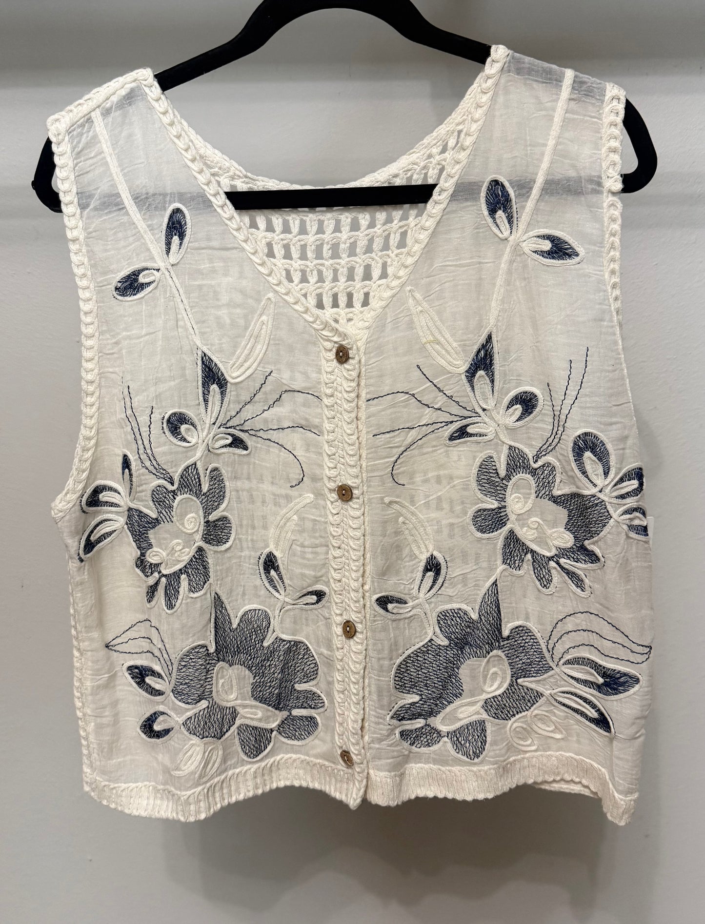 Italian Embroidered/ Crochet Vest
