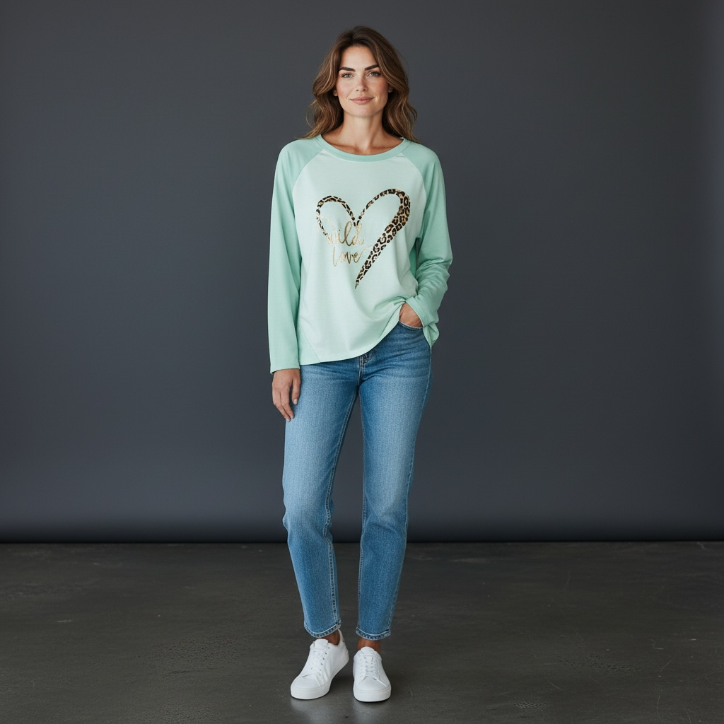 Italian “Wild LOVE” blouse with Rhinestone