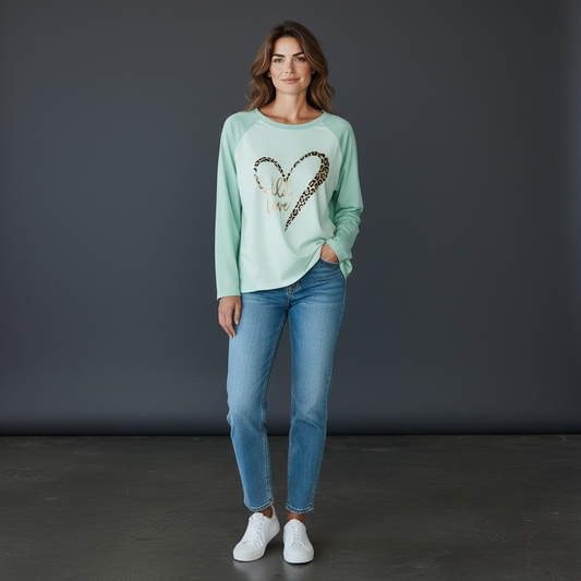 Italian “Wild LOVE” blouse with Rhinestone