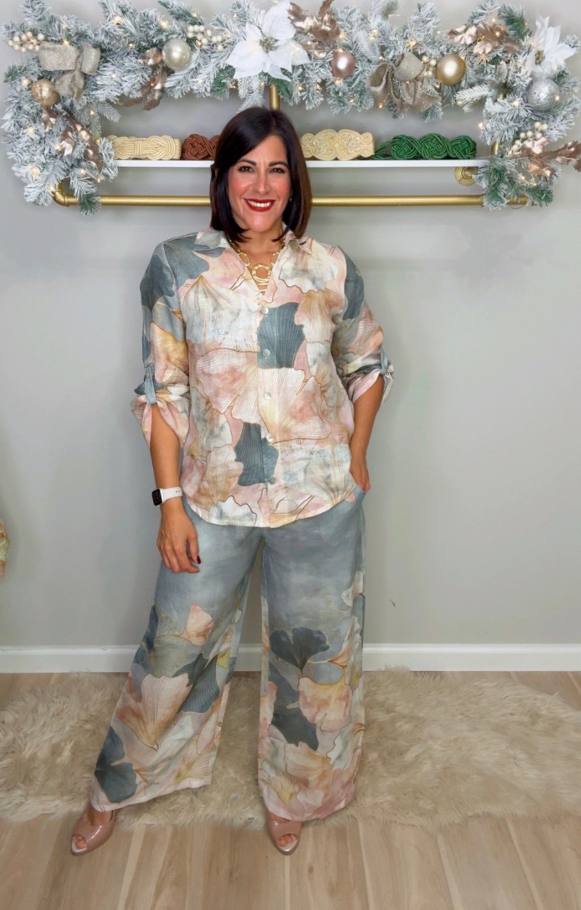 Italian Stamped Linen Pant Set