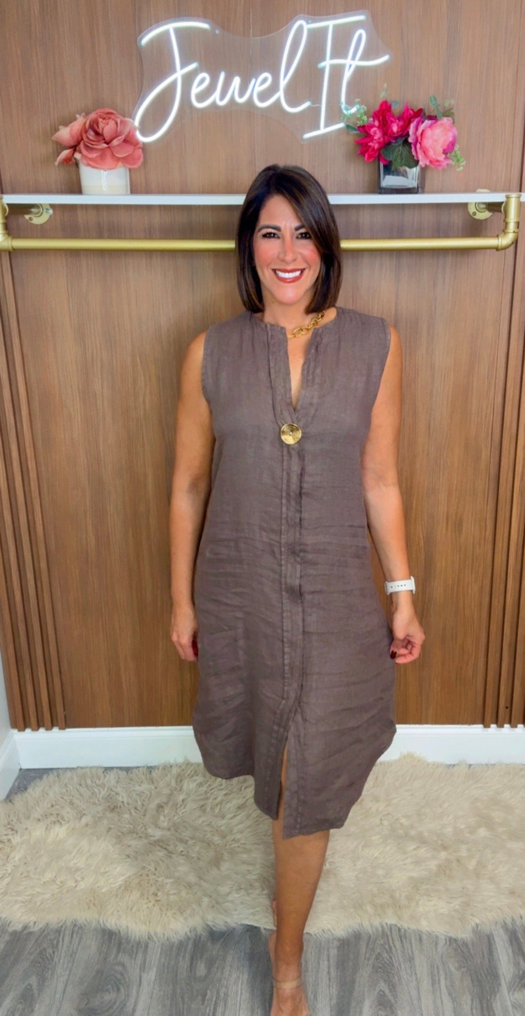 Italian Linen Button Dress