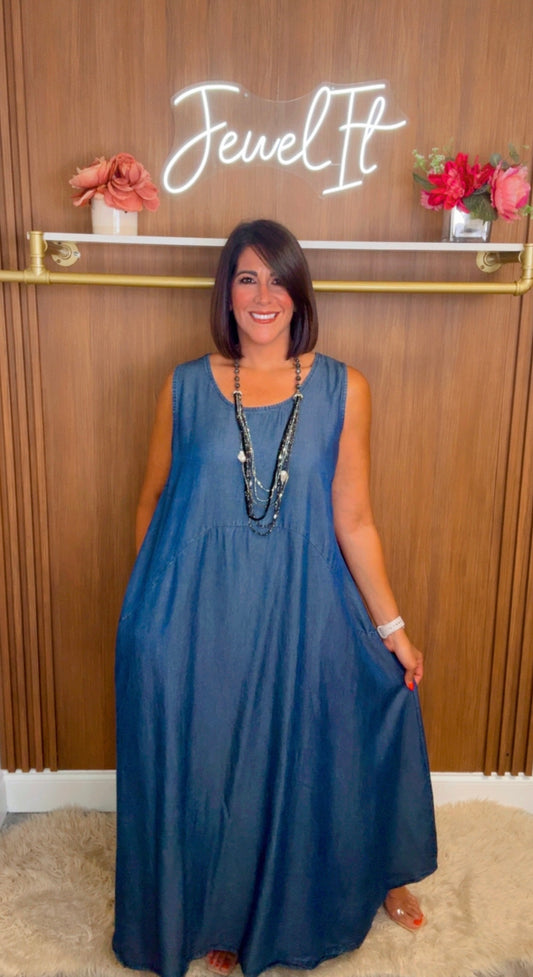 Italian Sleeveless Tencel Maxi