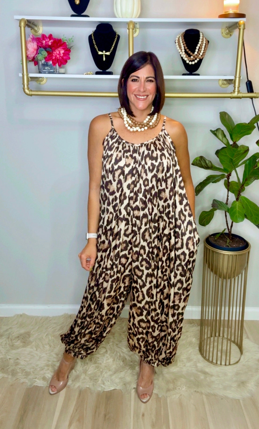 Italian Aladdin Cheetah Print Jumpsuit