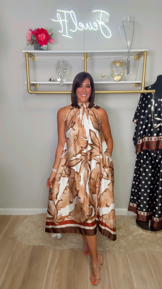 Italian Halter Stamped Midi