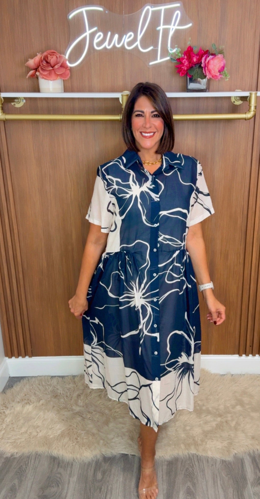 Italian Flower Stamped Midi