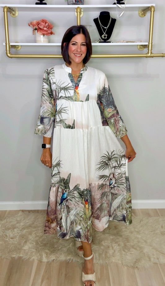 Italian Bird Stamped Dress