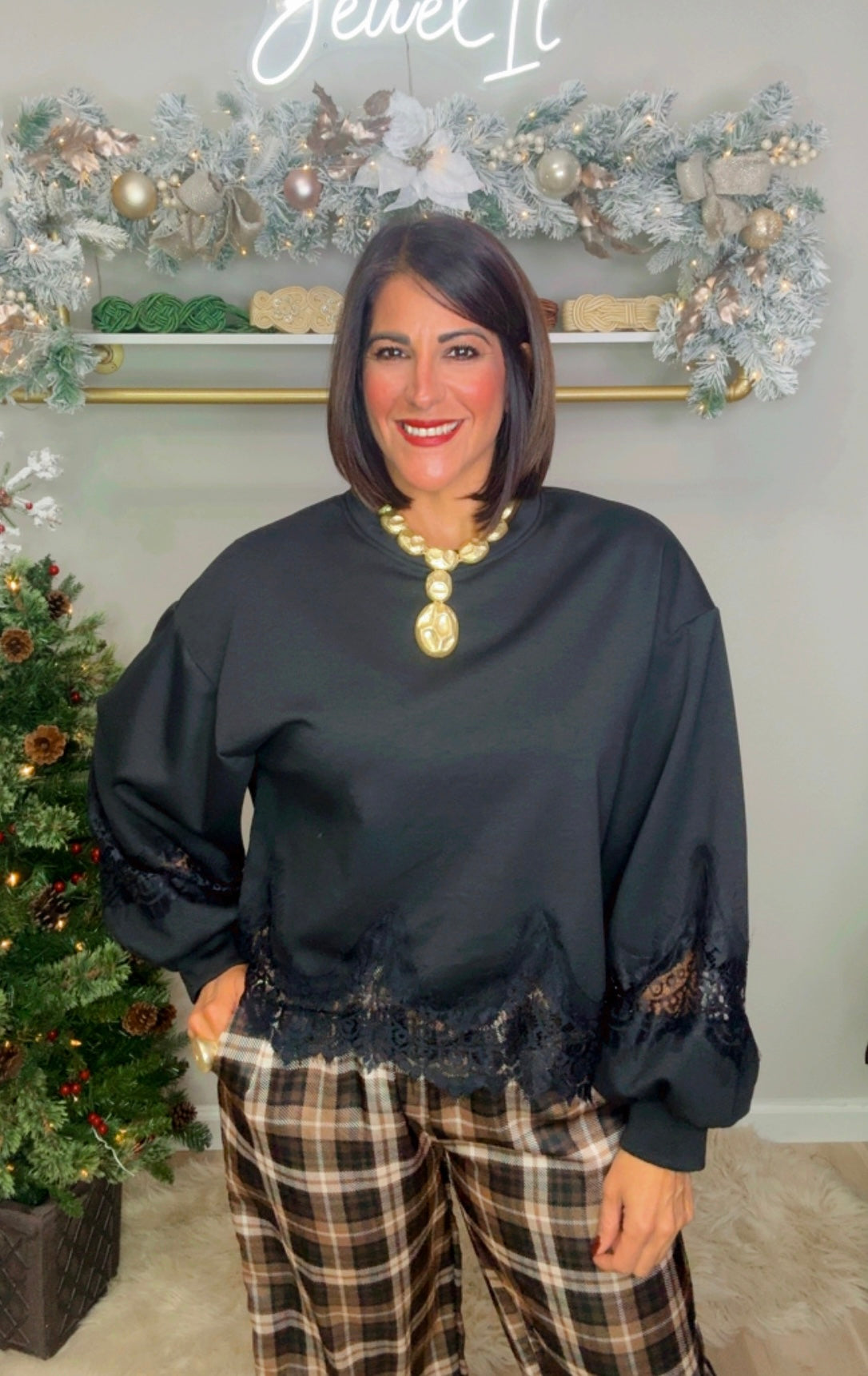 Italian Lace Hem Pullover