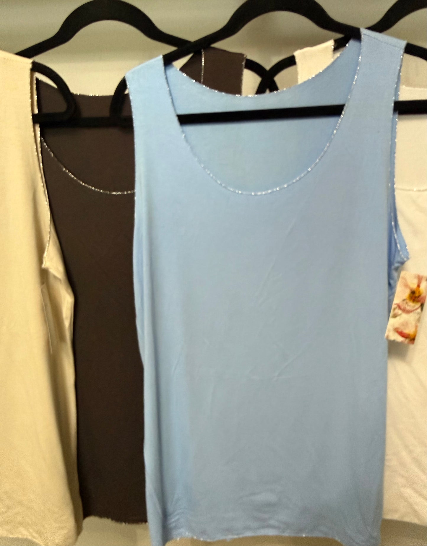 Italian Silver Trimmed Tank Top (plus)