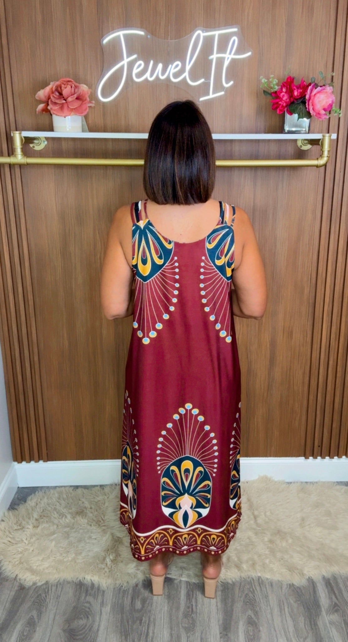 Italian Stamped Sleeveless Midi