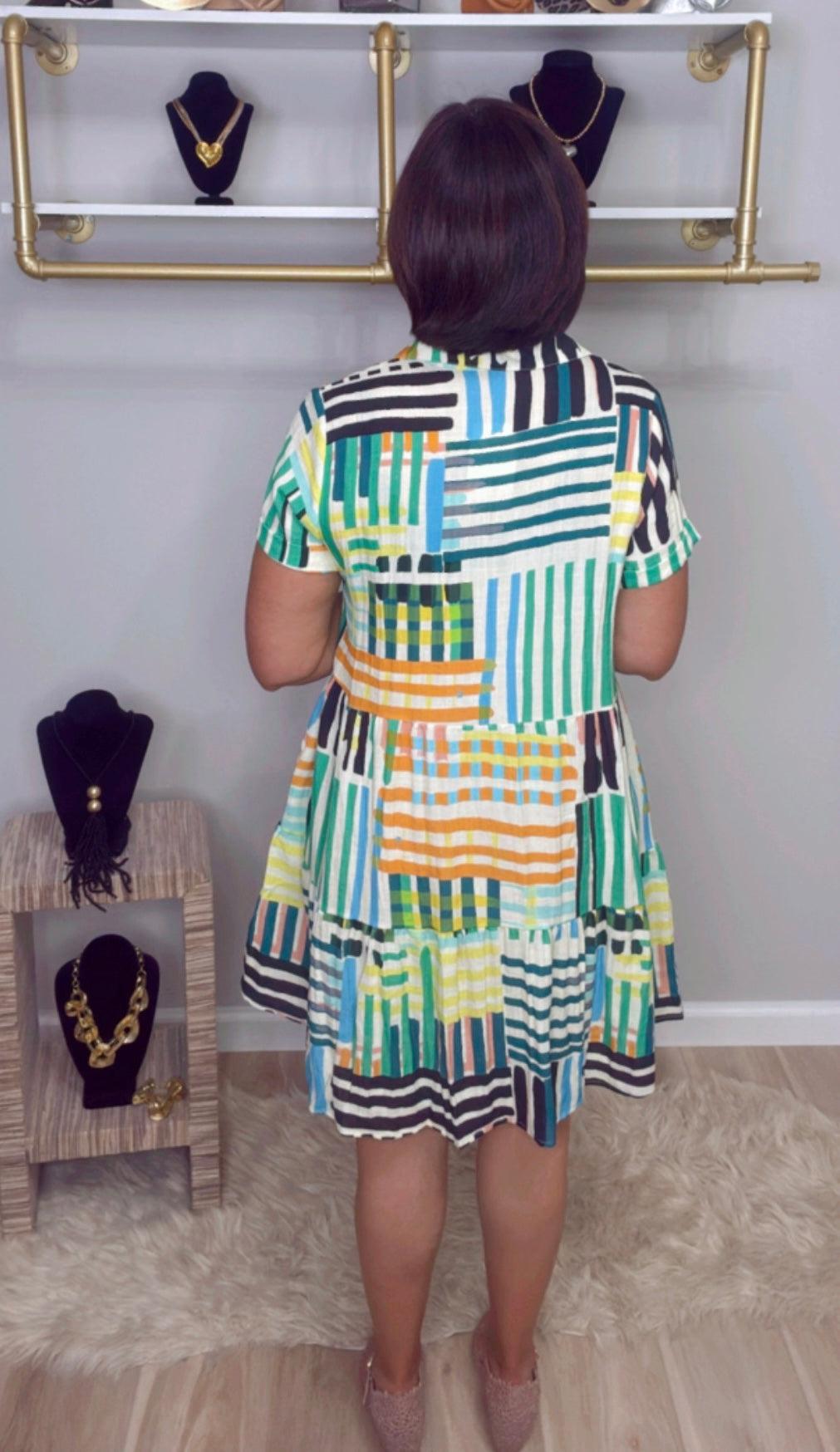 Italian Stamped Flowy Short Dress