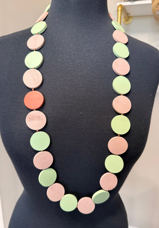 Wood long necklace