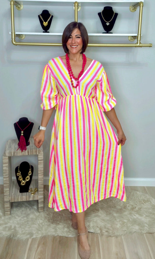 Italian Neón Stripes Dress